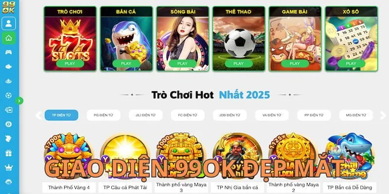 99OK sở hữu giao diện đẹp mắt, độc đáo